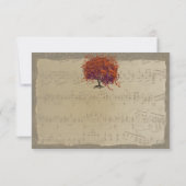 Musical Gold Dark Orange Plum Heart Leaf Tree RSVP Karte (Rückseite)