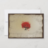 Musical Gold Orange Plum Heart Leaf Tree Hochzeite RSVP Karte (Rückseite)