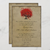 Musical Gold Red Heart Tree Wedding Einladung (Vorne/Hinten)