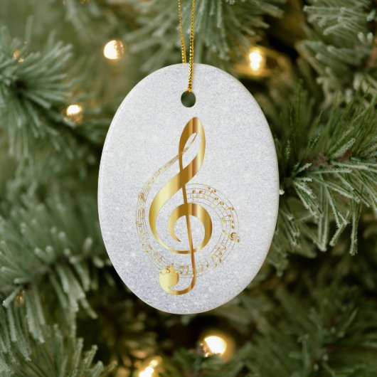 Musical Golden Notes Keramik Ornament (Baum)