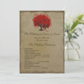 Musical GoldRed Heart Tree Wedding Program Programm (Stehend Vorderseite)