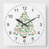 Musical Green Christmas Tree Quadratische Wanduhr (Vorderseite)