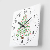 Musical Green Christmas Tree Quadratische Wanduhr (Winkel)