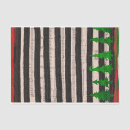 Musical Green Christmas Trees Black Stripes Seidenpapier