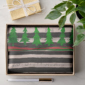 Musical Green Christmas Trees Black Stripes Seidenpapier (Geschenk)