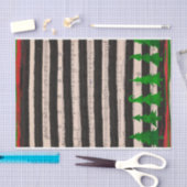 Musical Green Christmas Trees Black Stripes Seidenpapier (Handwerk)