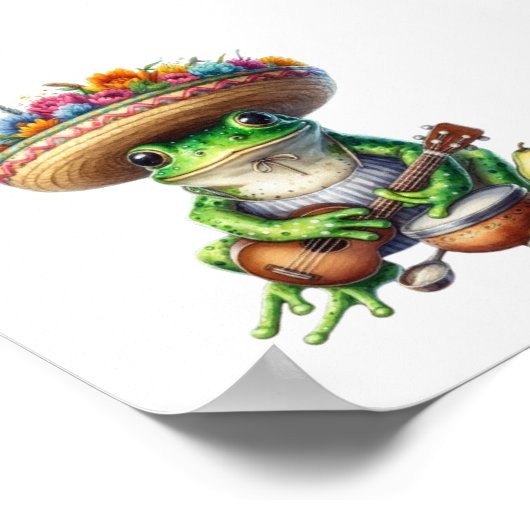 Musical Green Frog Poster (Ecke)
