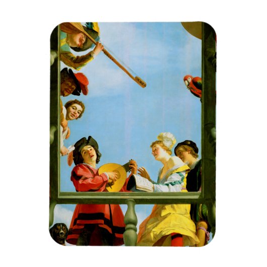 Musical Group on Balcony Fine Art Dutch Painting Magnet (Vertikal)