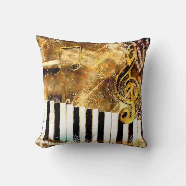 Musical Grunge Throw PIllow Kissen (Vorderseite)
