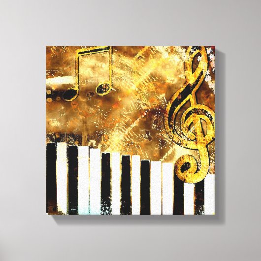 Musical Grunge Wrapped Canvas Leinwanddruck (Vorderseite)
