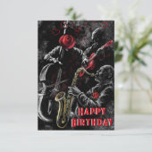 Musical Happy Birthday Card mit Jazz Music Band (Stehend Vorderseite)