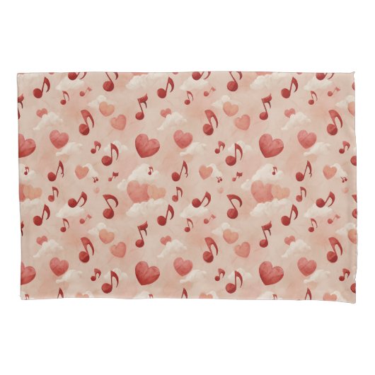 Musical Hearts and Clouds Valentines Pattern Kissenbezug (Vorderseite)