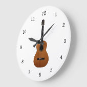 Musical Instrument Acoustic Guitar Black White Große Wanduhr (Winkel)