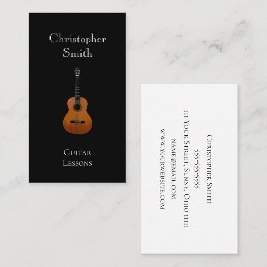 Musical Instrument Gitarre Lehren einfache schwarz Visitenkarte (Vorne/Hinten)