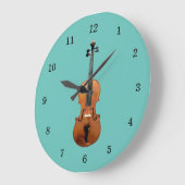 Musical Instrument Trendy Violin Teal Green Große Wanduhr (Winkel)