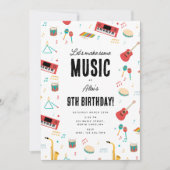 Musical Instruments Music Theme Birthday Party Einladung (Vorderseite)