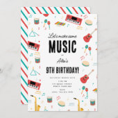 Musical Instruments Music Theme Birthday Party Einladung (Vorne/Hinten)