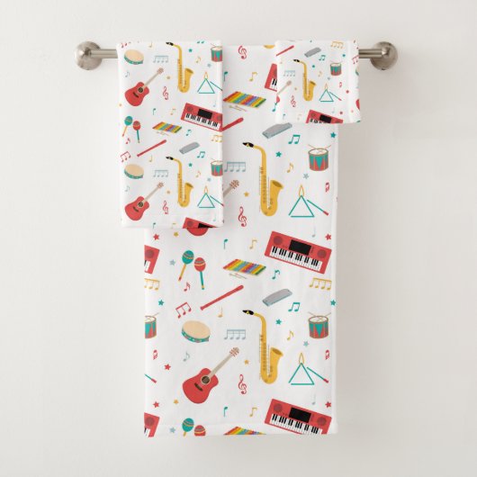 Musical Instruments Music Theme Kids Badhandtuch Set (Insitu)