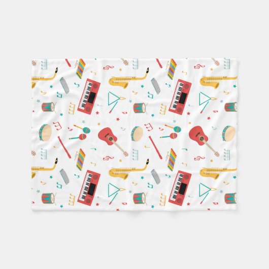 Musical Instruments Music Theme Pattern Fleecedecke (Vorderseite (Horizontal))