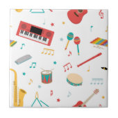 Musical Instruments Music Theme Pattern Fliese (Vorderseite)