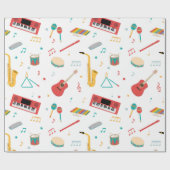 Musical Instruments Music Theme Pattern Geschenkpapier (Flach)