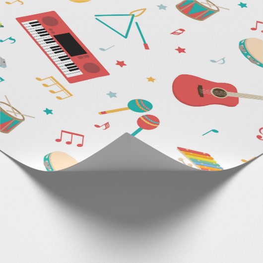 Musical Instruments Music Theme Pattern Geschenkpapier (Ecke)