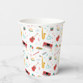 Musical Instruments Music Theme Pattern Pappbecher (Rückseite)
