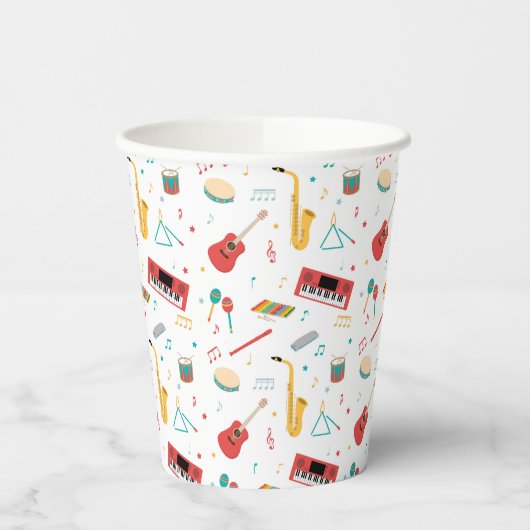 Musical Instruments Music Theme Pattern Pappbecher (Links)