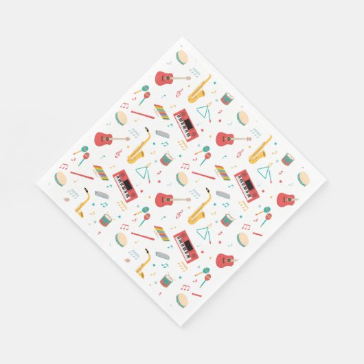 Musical Instruments Music Theme Pattern Serviette (Ecke)