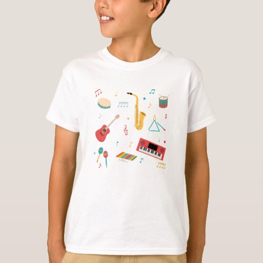 Musical Instruments Music Theme Pattern T-Shirt (Vorderseite)