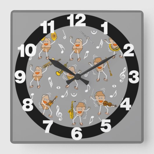 Musical Instruments Rock Large Clock Quadratische Wanduhr (Vorderseite)