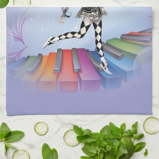 Musical Keyboard Fee Vignette Geschirrtuch (Gefaltet)