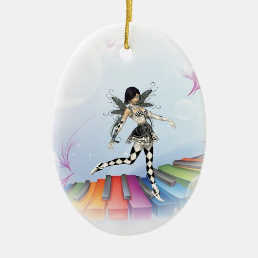 Musical Keyboard Fee Vignette Keramik Ornament (Vorne)