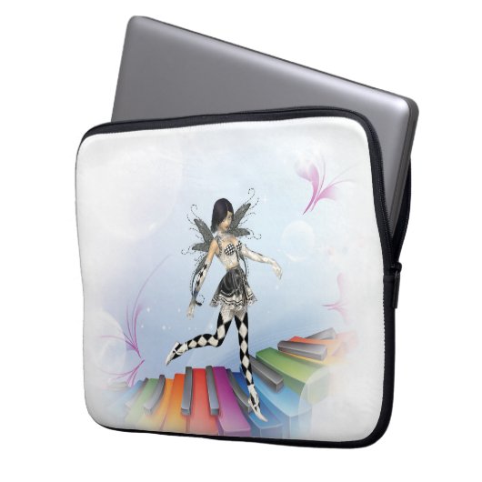 Musical Keyboard Fee Vignette Laptopschutzhülle (Vorderseite Links)