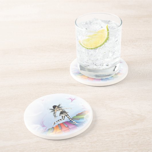 Musical Keyboard Fee Vignette Sandstein Untersetzer (Seite)