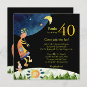Musical Kokopelli 40. Geburtstag Party Einladung (Vorne/Hinten)