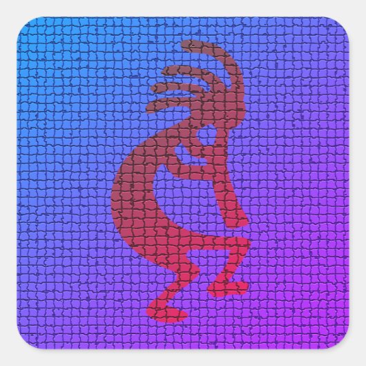 Musical Kokopelli Southwest Symbol Tiles Pattern Quadratischer Aufkleber (Vorderseite)