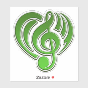 Musical Liebe Green Heart Musiknote DJ Aufkleber