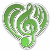 Musical Liebe Green Heart Musiknote DJ Aufkleber (Vorderseite)