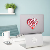 Musical Liebe Red Heart Musiknote DJ Aufkleber (Laptop auf Schreibtisch)