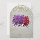Musical Lila Red Heart Leaf Tree Wedding Einladung (Rückseite)