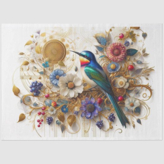 Musical Medley Song Bird Decoupage Seidenpapier (Vorderseite)