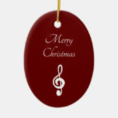 Musical Merry Christmas Treble Clef Elegant Rot Keramik Ornament (Vorne)