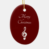 Musical Merry Christmas Treble Clef Elegant Rot Keramik Ornament (Hinten)