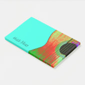 Musical Monogram Aquamarin Green Gitarre Post-it Klebezettel (angewinkelt)
