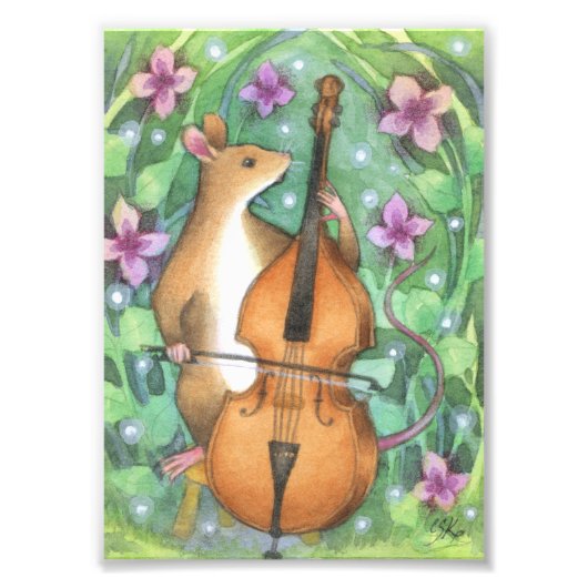 Musical Mouse Orchestra Bass Illustration Fotodruck (Vorne)
