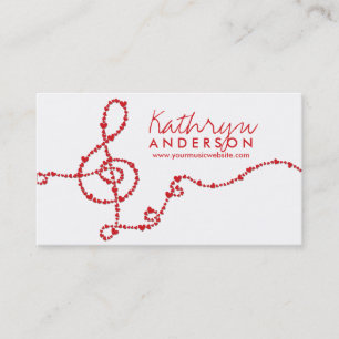 Musical Music Treble Liebe Red Hearts Artist Song Visitenkarte