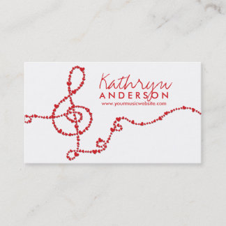 Musical Music Treble Liebe Red Hearts Artist Song Visitenkarte