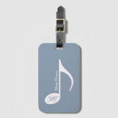 Musical Note Dusty Blue Luggage Tag Gepäckanhänger (Vorderseite Vertikal)