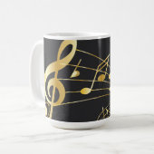 Musical Note Luxury Gold Grau Design Kaffeetasse (Vorderseite Links)